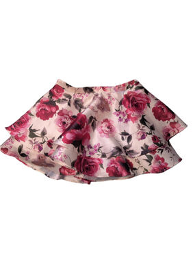 City Triangles Rose Floral Tiered Satin Skater Skirt - Pink / Cream, Sz 13 NWOT